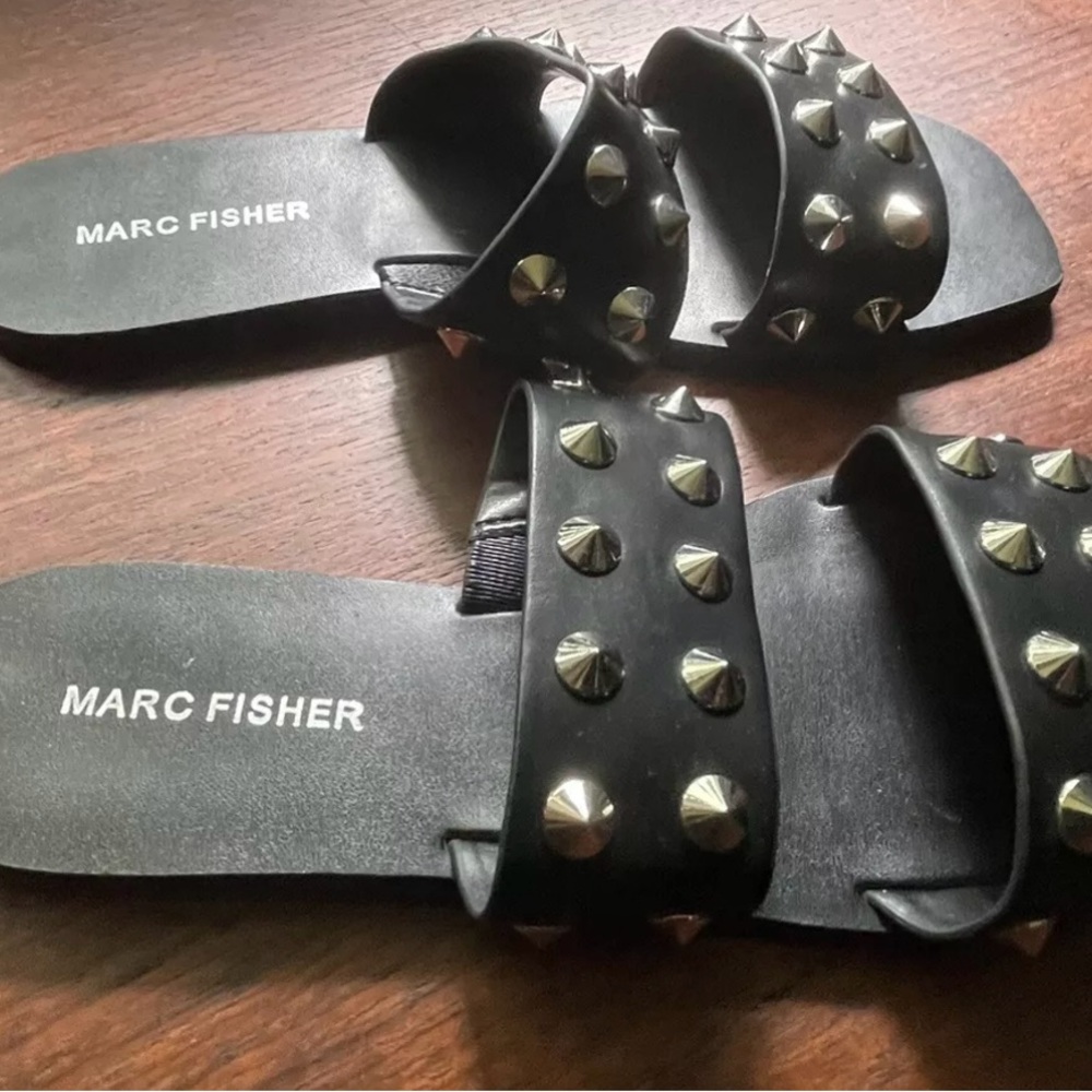 Marc Fisher Black Studded Bolive Slides